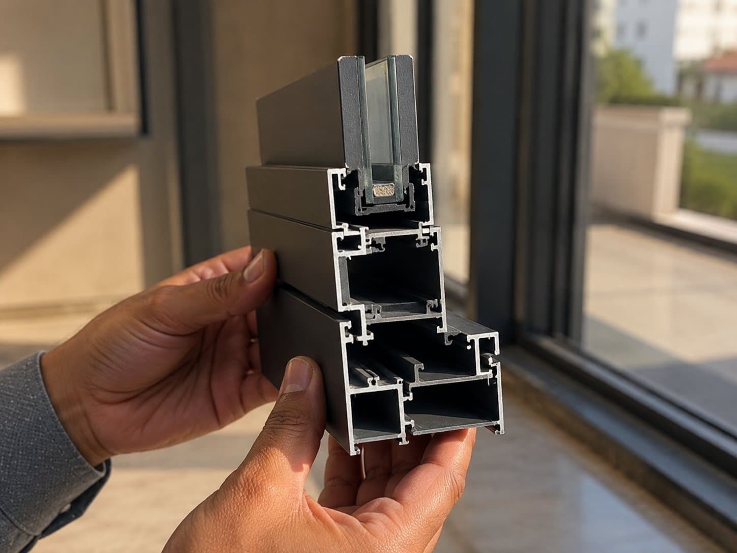 Aluminium system profile cross-section — chambers, gaskets and wall thickness